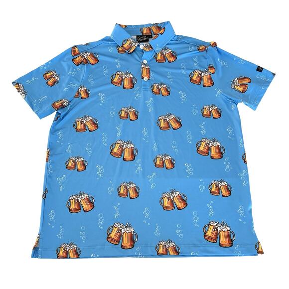 Sunday Swagger Other - Sunday Swagger Golf Polo Shirt Mens Size L Blue Beer Stein Mugs Performance